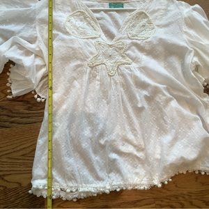 Antica Sartoria White  Beaded Tunic Top Cotton  Large
